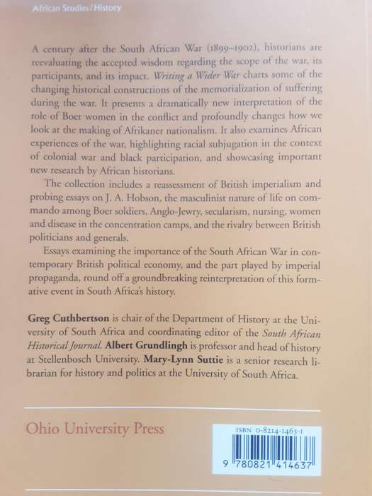 Writing a Wider War Rethink Gender, Race, and Identity in the South African War edited by Cuthberson