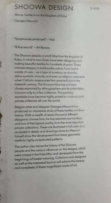 Shoowa Design, African Textiles From The Kingdom Of Kuba by George's Meurant