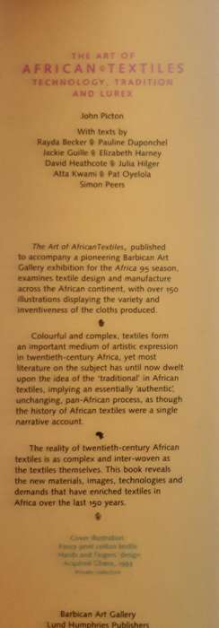 The Art of African Textiles Technology,  Tradition and Lurex by John Picton