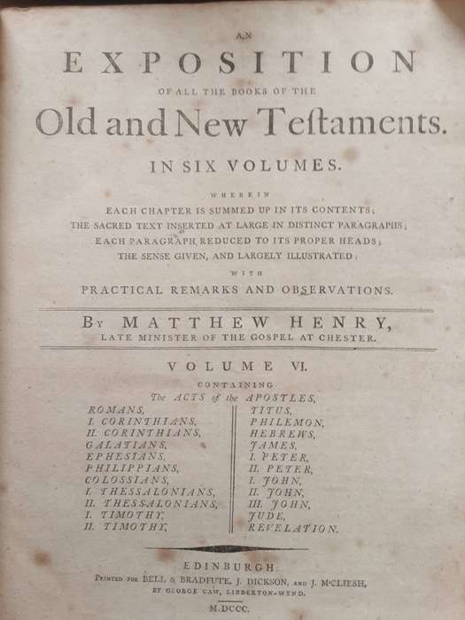 Exposition of the Books if the Old and New Testament Volume VI Acts of Apostles by Matthew Henry