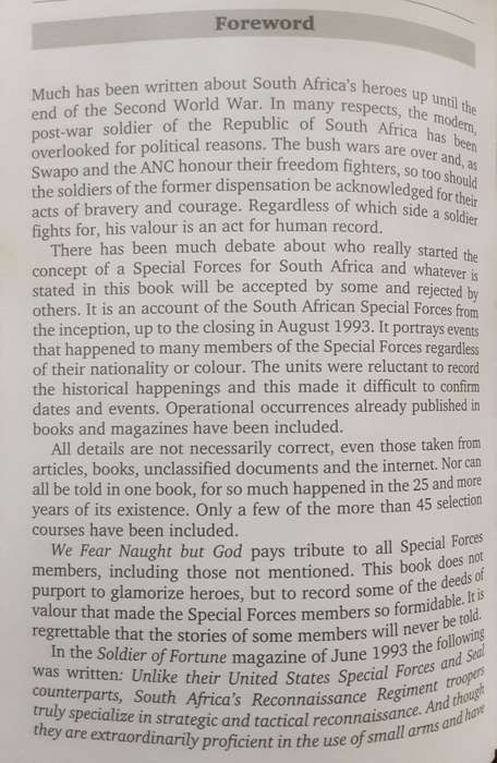 We Fear Naught But God, South African Special Forces The Recces by Paul Els ***with CD included**