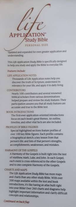 Life Application Study Bible NIV New International Version Personal Size