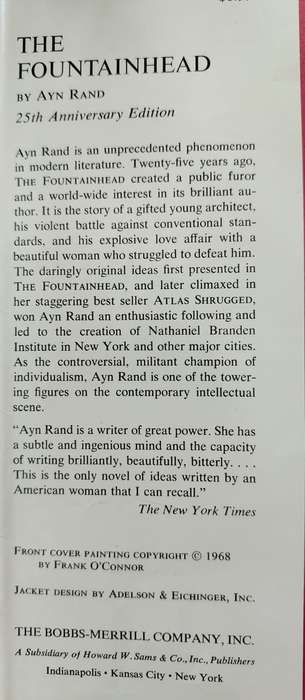 The Fountainhead by Ayn Rand **Twenty-fifth Anniversary Edition 1943 1968**