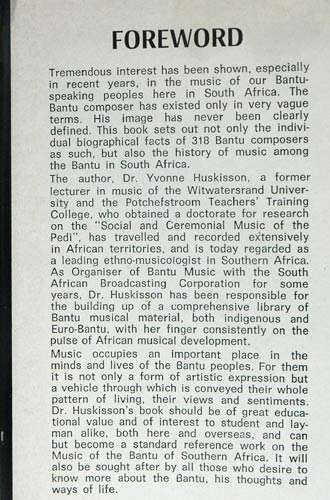 Die Bantoe-Komponiste van Suider-Afrika / The Bantu Composers of Southern Africa - Y Huskisson