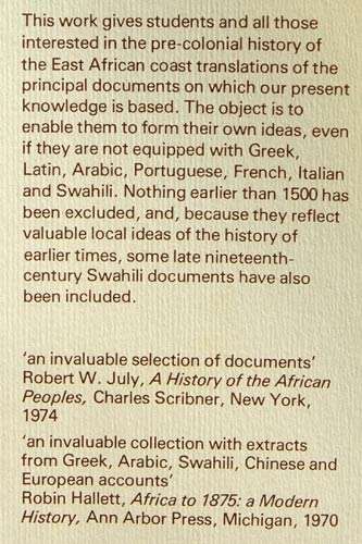 The East African Coast - Select Documents from the first to the earlier nineteenth century