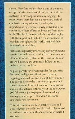 Parrots: Their Care and Breeding -- Rosemary Low