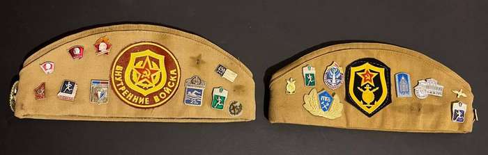Vintage Russian Military Hats With Pins