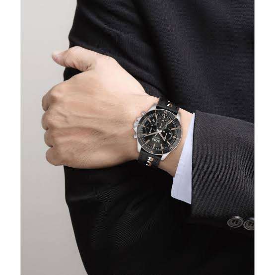 Men's Hugo Boss Black Leather Chronograph Watch 1514121