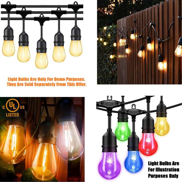 100m 220V Heavy Duty Durable Festoon Cable Wire. E27 Suspended Bulb Holders. Takes Approx 310 Bulbs.