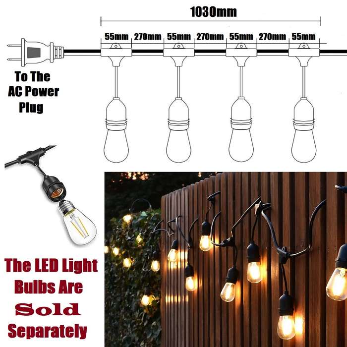 100m 220V Heavy Duty Durable Festoon Cable Wire. E27 Suspended Bulb Holders. Takes Approx 310 Bulbs.