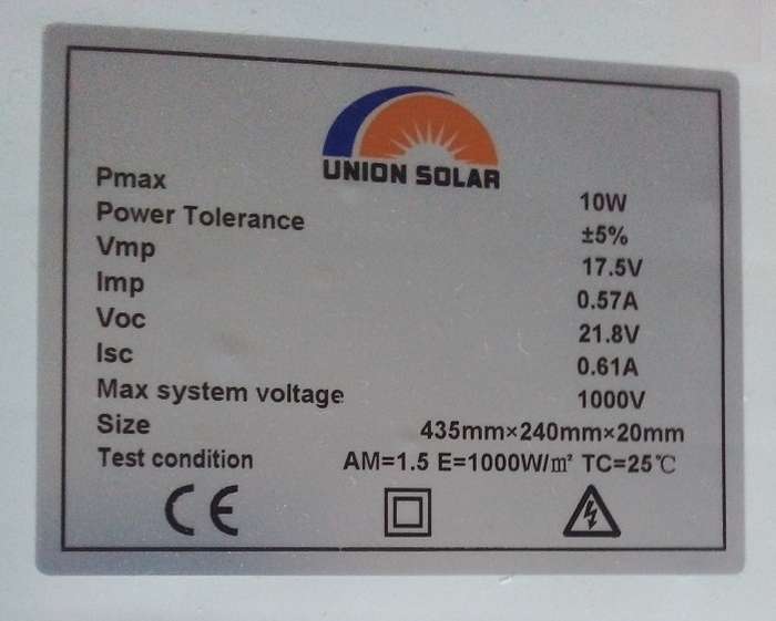 10W PhotoVoltaic Generation Solar Panel. Collections are allowed.
