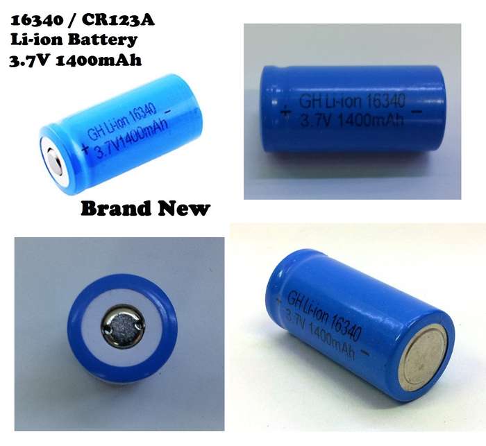 3.7V 1400mAh Li-ion Rechargeable 16340 CR123A Batteries / Cells. New Products. Collections Allowed.