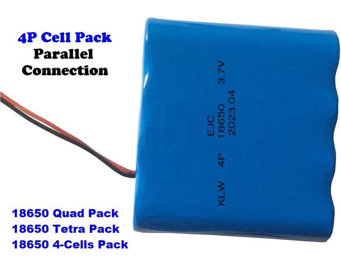 18650 Wired 3.7V 4-Cells [4P] Rechargeable Battery Pack. Parallel Connection. Collections Allowed.