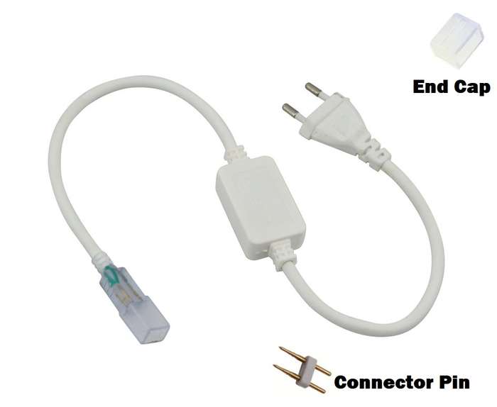 LED Strip Lights Warm White 220V Complete Kit With Connector Plug Plus End Cap. Collections Allowed.