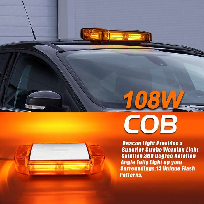 Vehicle Roof Top Strobe Flash Amber Orange COB LED Light Bar. Magnetic Mount. Collections Allowed.