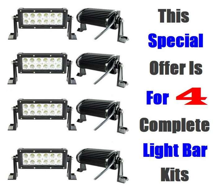 4 Units Of Double Row 36W LED Light Bars with 3D Lens Spot Beam 10V~32V DC. Collections Are Allowed.