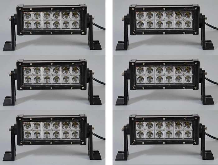 6 Units Of Double Row 36W LED Light Bars with 3D Lens Spot Beam 10V~32V DC. Collections Are Allowed.