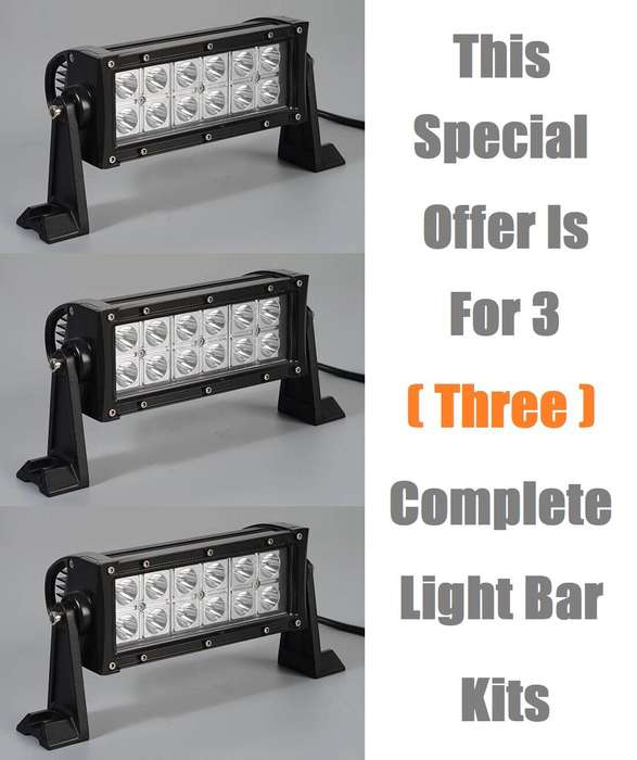 3 Units Of Double Row 36W LED Light Bars with 3D Lens Spot Beam 10V~32V DC. Collections Are Allowed.