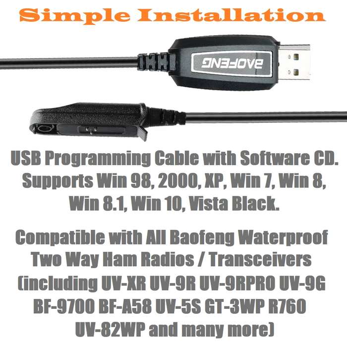 USB Programming Cable plus CD For Two-Way Walkie Talkie Radios / Transceivers. Collections Allowed.