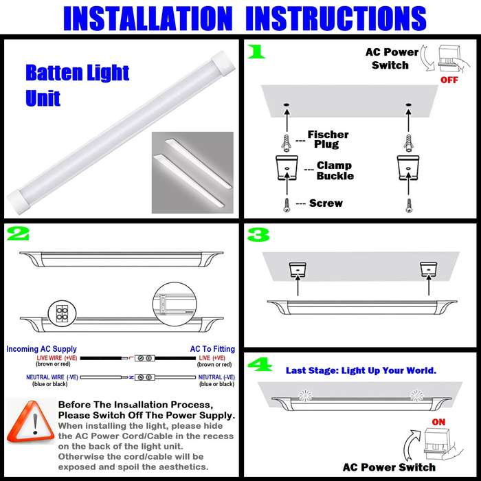 Premium LED Batten Tube Lights Ultra Slim Modern Design Complete With Fittings. Collections Allowed.