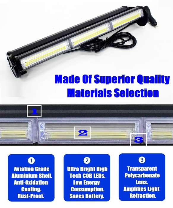 LED Flash Strobe Light Bar Double-Sided 450mm Cool White. Magnetic Mounted. Collections Are Allowed.