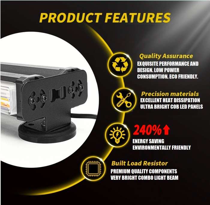 Cool White Double-Sided LED Vehicle Flash Strobe Light Bar 600mm Magnetic Mount. Collections Allowed