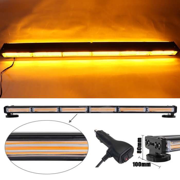 Magnetic Mount LED Double Side Strobe Flash Light Bar 90cm. Amber Orange Yellow. Collections Allowed