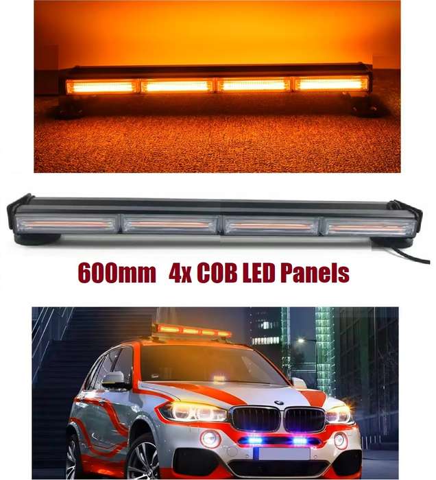 LED Double Side Strobe Flash Light Bar 60cm. Orange Yellow Amber Magnetic Mount. Collections Allowed