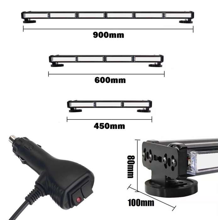 Cool White Double-Sided LED Vehicle Flash Strobe Light Bar 600mm Magnetic Mount. Collections Allowed
