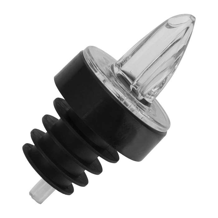 Kwik Shot Professional Free Flow Pourer. Clear Transparent With A Black Collar. Collections Allowed.