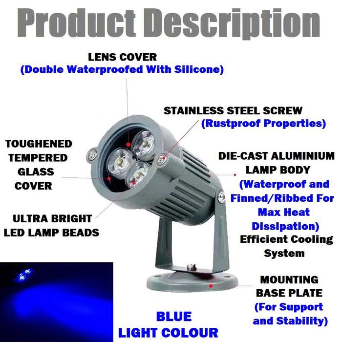 LED Spot Lights: Outdoor Garden / Landscape Bright Blue Spotlights. AC220V. Collections Are Allowed.