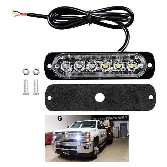 Cool White LED Flash Strobe Bumper Grille Side Marker Cluster Lights 12/24V DC. Collections Allowed.