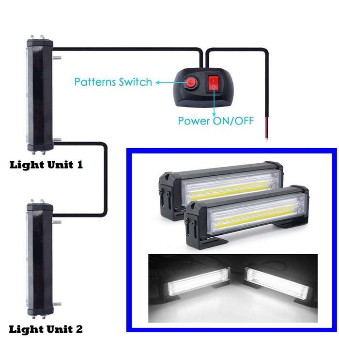 Cool White COB LED Flash Strobe Grille Bumper Cluster Side Marker Lights 12V. Collections Allowed.
