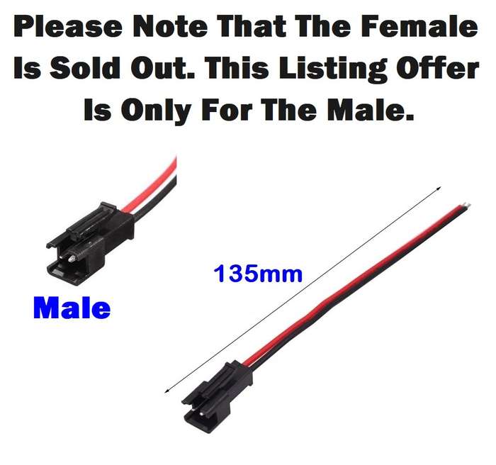 JST XH 2-Pin 2.54mm 2P Lockable Male Connector Plug On 135mm Long Flex Wire. Collections Allowed.
