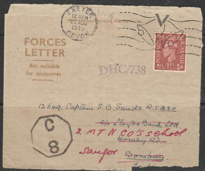 A LOVELY AIR MAIL LETTER FROM BRITIAN TO INDIA REDIRECTED LOOK SCAN