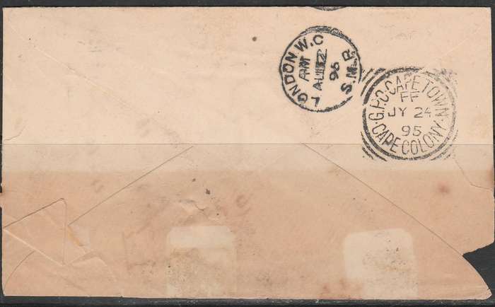 A COVER 1895 FROM BARBERTON TRANSVAAL TO LONDON LOOK SCAN X 2