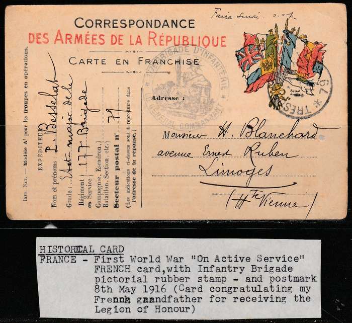 A FRENCH POST CARD WWI O.A.S. READ BELOW LOOK SCAN X 2