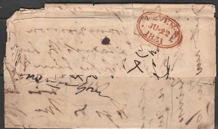 A 1831 FOLDED LETTERRED STRIKE BACK IN RED FRONT 3 MANUSCRIPT AND LEFT SIDE TP?????? LOOK SCAN X 2