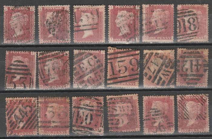 GREAT BRITAIN SELECTION PLATE NUMBERS ISSUES F.U. LOOK SCAN