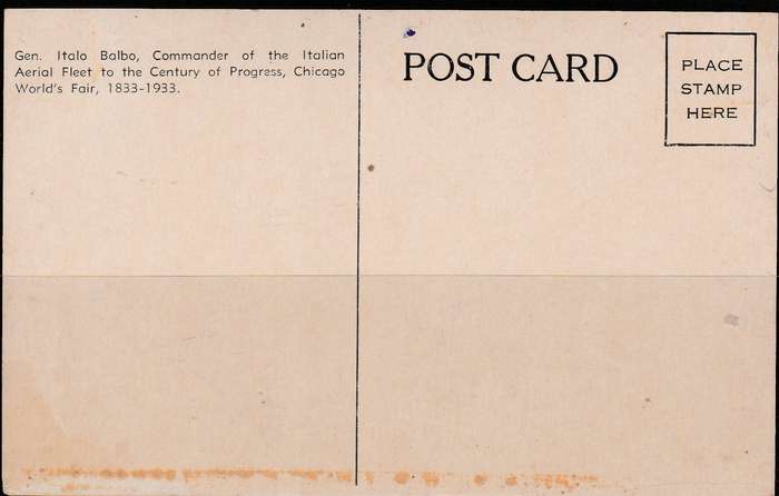 A LOVELY POST CARD OF GEN. ITALO BALBO COMMANDER OF THE ITALIAN AERIAL FLEET READ BELOW SCAN X 2