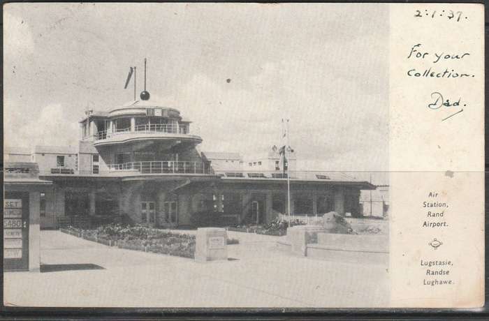 A LOVELY POST CARD JHB INTER NATIONAL EXHIBITION AIR STATION RAND AIRPORT LOOK SCAN X2