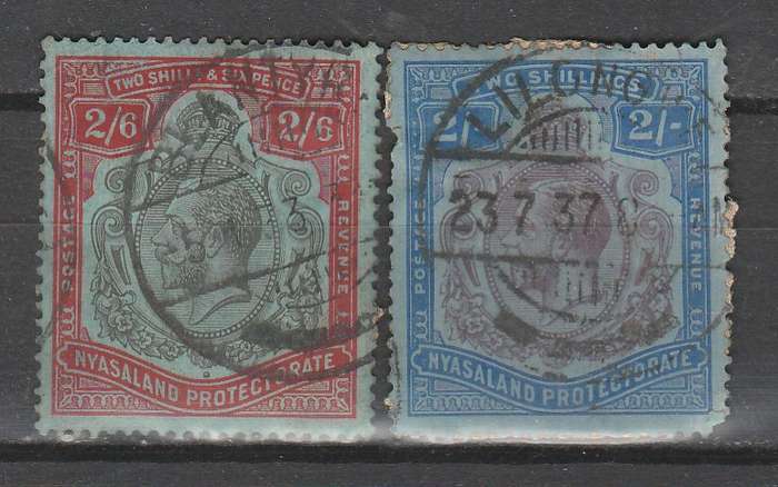 NYASALAND 1921 ISSUE 109 & 110 F.U. LOOK SCAN X2