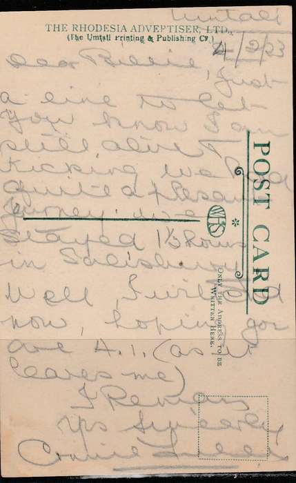 A LOVELY POST CARD PUBLIC SCHOOL UMTALI PHOTO LOOK SCAN X 2
