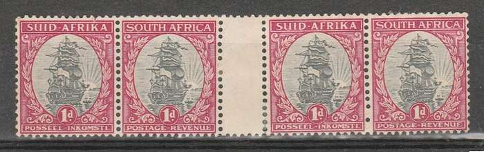 SOUTH AFRICA 1d SMALL GUTTER PAIR MINT HINGED LOOK SCAN X 2
