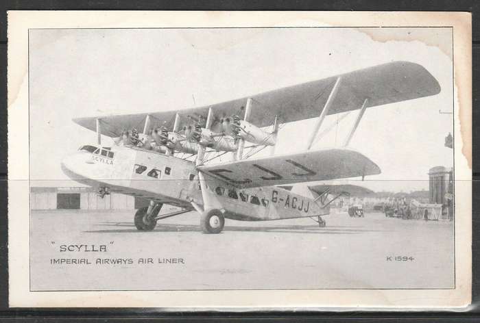 A PICTURE POST CARD SCYLLA IMPERIAL AIRWAYS AIR LINER MINT LOOK SCAN X2