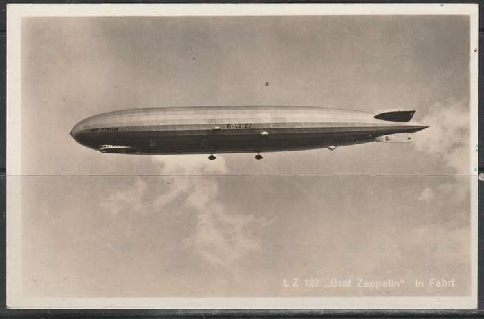 POST CARD ZEPPELIN POSTED ON BOARD 1932 TO MR ZEPPELIN WITH CACHETS LZ 127 LOOK SCAN X 2