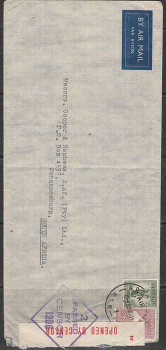 A AUSTRALIAN CENSORED COVER TO SOUTH AFRICA  LOOK SCAN X2
