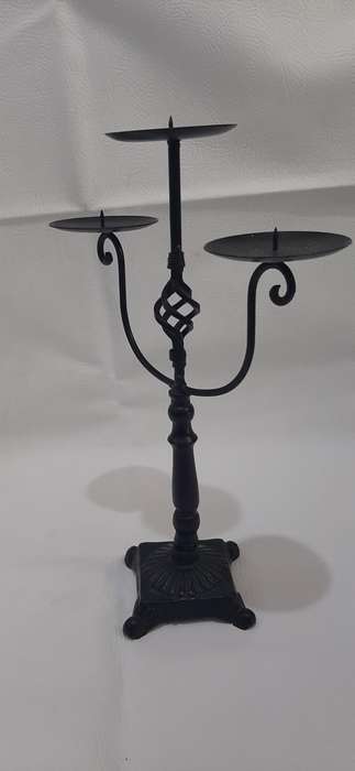 WROUGHT IRON CANDLE HOLDER  38CM | HAND-FORGED ELEGANCE & RUSTIC CHARM
