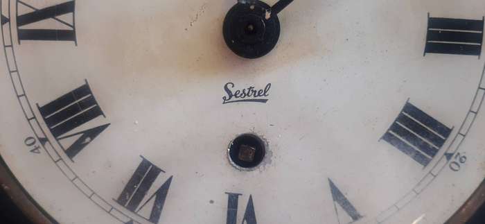 SESTREL BRASS WALL CLOCK  ROMAN DIAL, SPEED REGULATOR, WORKING (20CM)