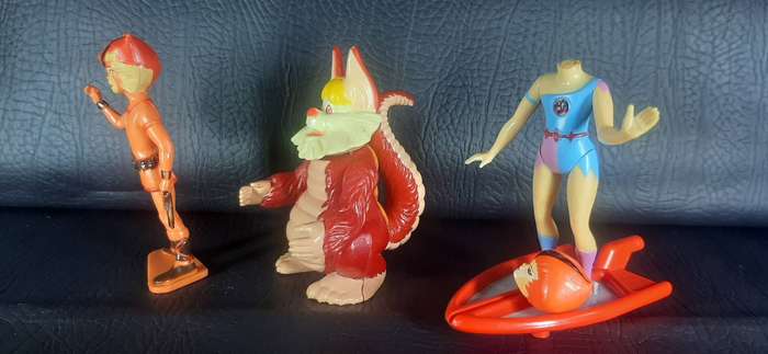 SNARF, WILYKAT & WILYKIT  THUNDERCATS MINI FIGURE TRIO  LJN 1986  WILYKIT HEAD INCLUDED FOR REPAI
